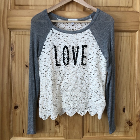 dELiA*s Tops - dELiA*s LOVE eyelet long sleeve top Jr size M